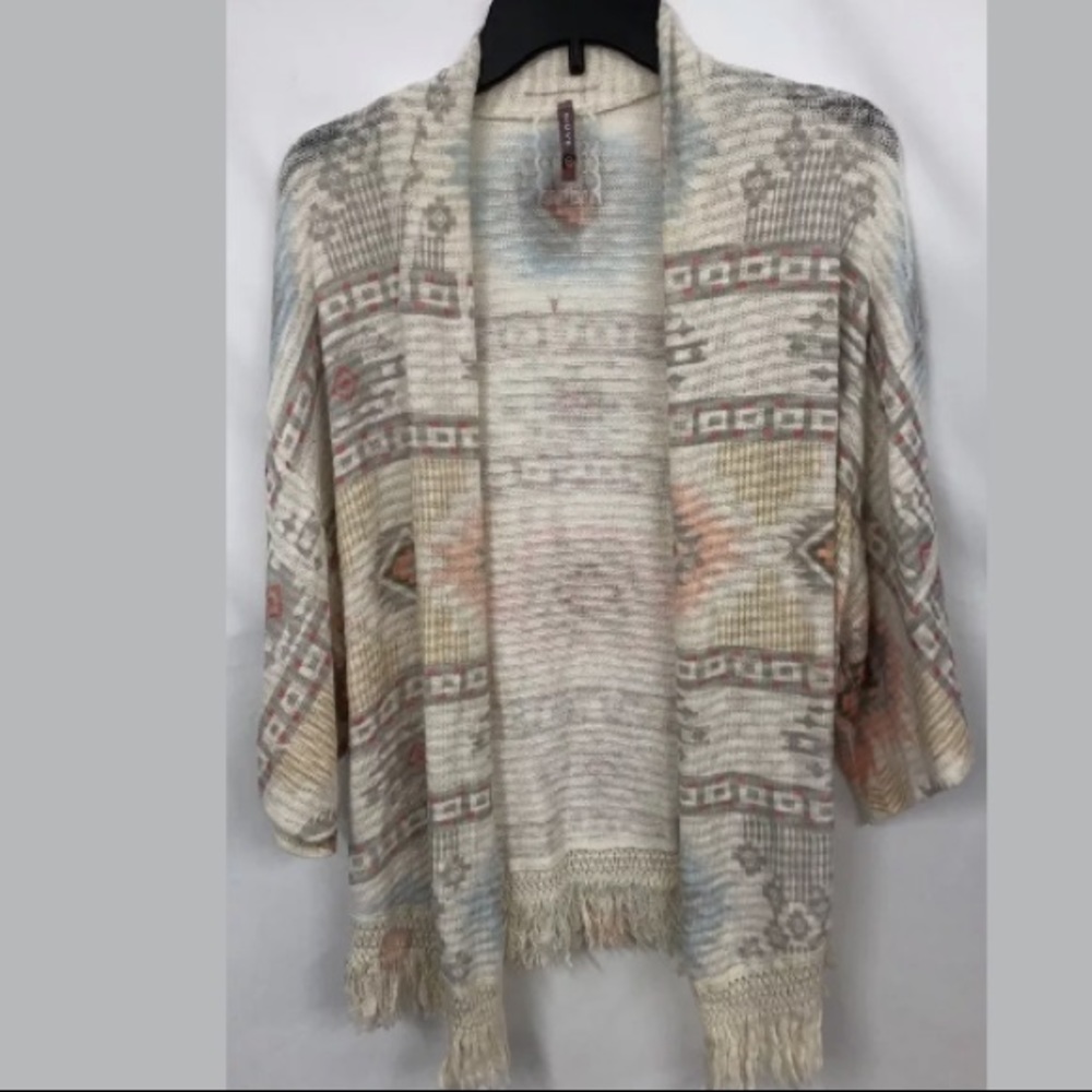 MAUVE ANTHROPOLOGIE TRIBAL CARDIGAN L